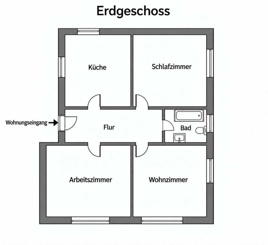 Einziehen & Wohlfühlen in Bielefeld-Mitte - Grundrissskizze (19403)